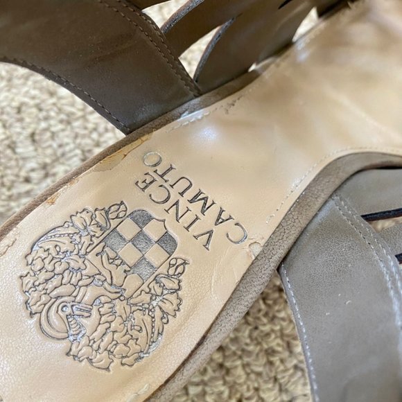 Vince Camuto Tiana Taupe Pebbled Leather Cage Booties - Picture 13 of 14